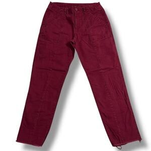 Old Navy Womens Chino Pants Slim Ankle Length Raw Hem Cotton Blend Red Size 4